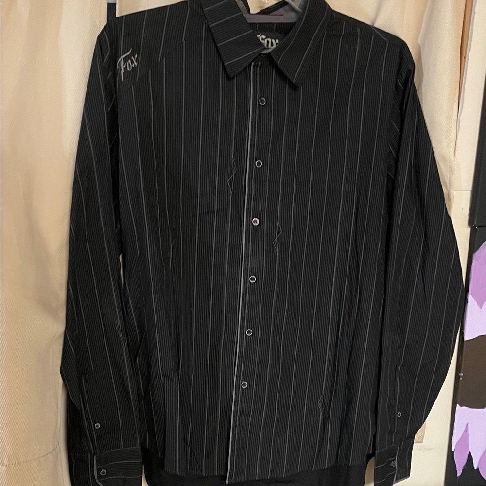 Fox Men's Dark Pinstripe Button Down Shirt